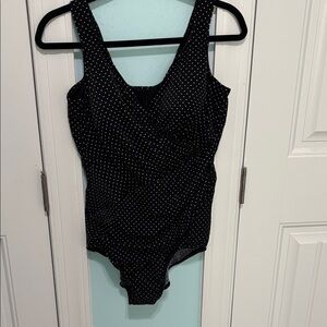Miracle suit Chic Black and White Polka Dot Swimsuit